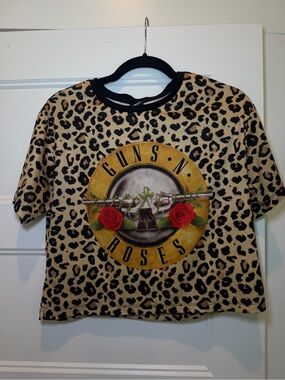 Guns and Roses Leopard Print Crop Top